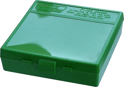 MTM P-100 Flip-Top Pistol Ammo Box 1.22 OAL Green Poly