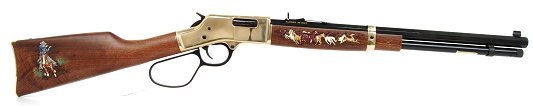 Henry 9 + 1 45 LC Lever Action w/20 Octagon Barrel/Blue Fin