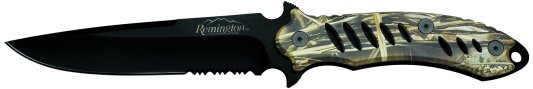 Remington Stainless Steel Black Serrated Fixed Knife w/Advan