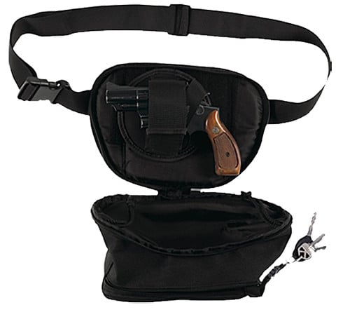 Bulldog BD850 Fanny Pack Small Handgun Holster Black Water-Resistant Nylon, Fits Up To 50 Waist, Ambidextrous