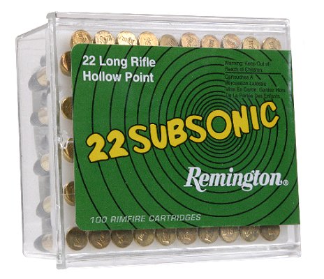 Remington Ammunition Subsonic  22 Long Rifle (LR) 38 GR Hollow Point (HP) 100 Bx/ 50 Cs