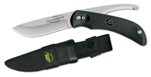 Outdoor Edge SB10N SwingBlade 3.60/3.20 Folding Skinning/Gutting Plain Aichi AUS8 SS Blade TPR Black Handle