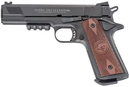 Chiappa Firearms 1911 22 Custom SA .22 LR  5 10+1 Walnut Grip Black