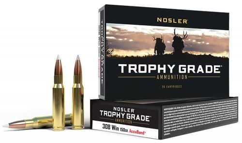 Nosler Trophy Grade Accubond Tip 308 Winchester Ammo 150 gr 20 Round Box