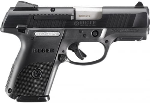 Ruger 3314 SR9C Compact 9mm Luger 3.40 17+1 Black Nitride Front Serrations Black Polymer Grip