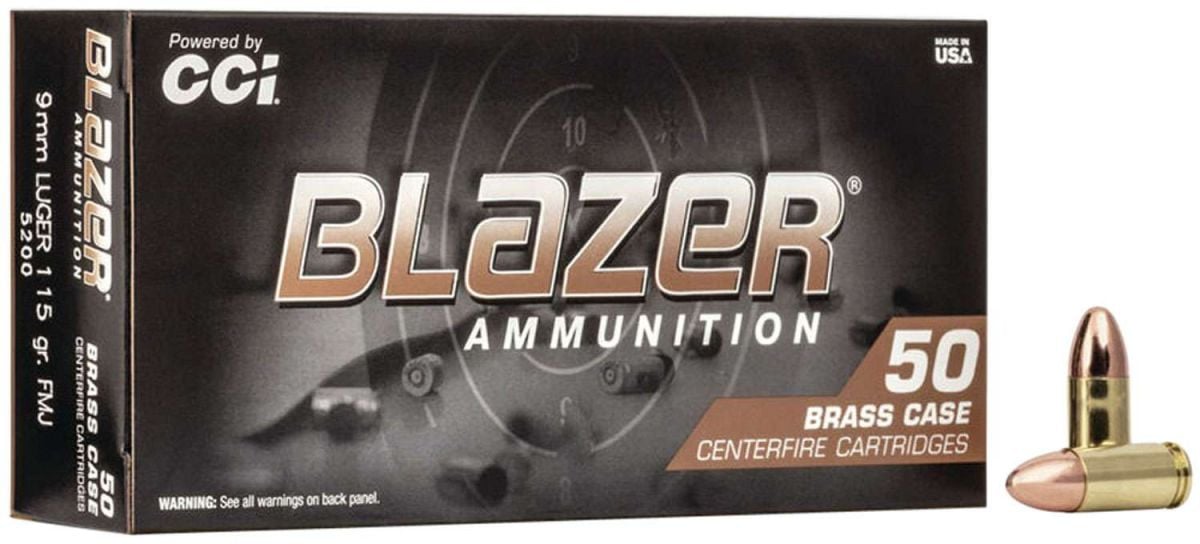 CCI Blazer Brass 9mm Ammo 115gr Full Metal Jacket 50 Round Box