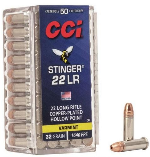 CCI Stinger Copper Plated Hollow Point 22 Long Rifle Ammo 50 Round Box