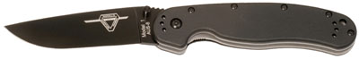 OKC 8846 RAT 1 Folder 3.5 AUS-8 Drop Pnt Black Blade Plain Edge Nylon