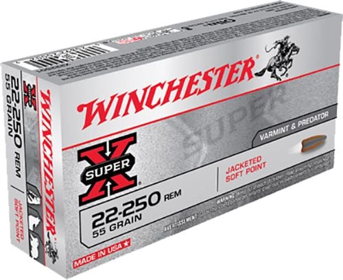 Winchester Super-X 22-250 Remington Ammo 55 Grain Jacketed Soft Point 20rd box