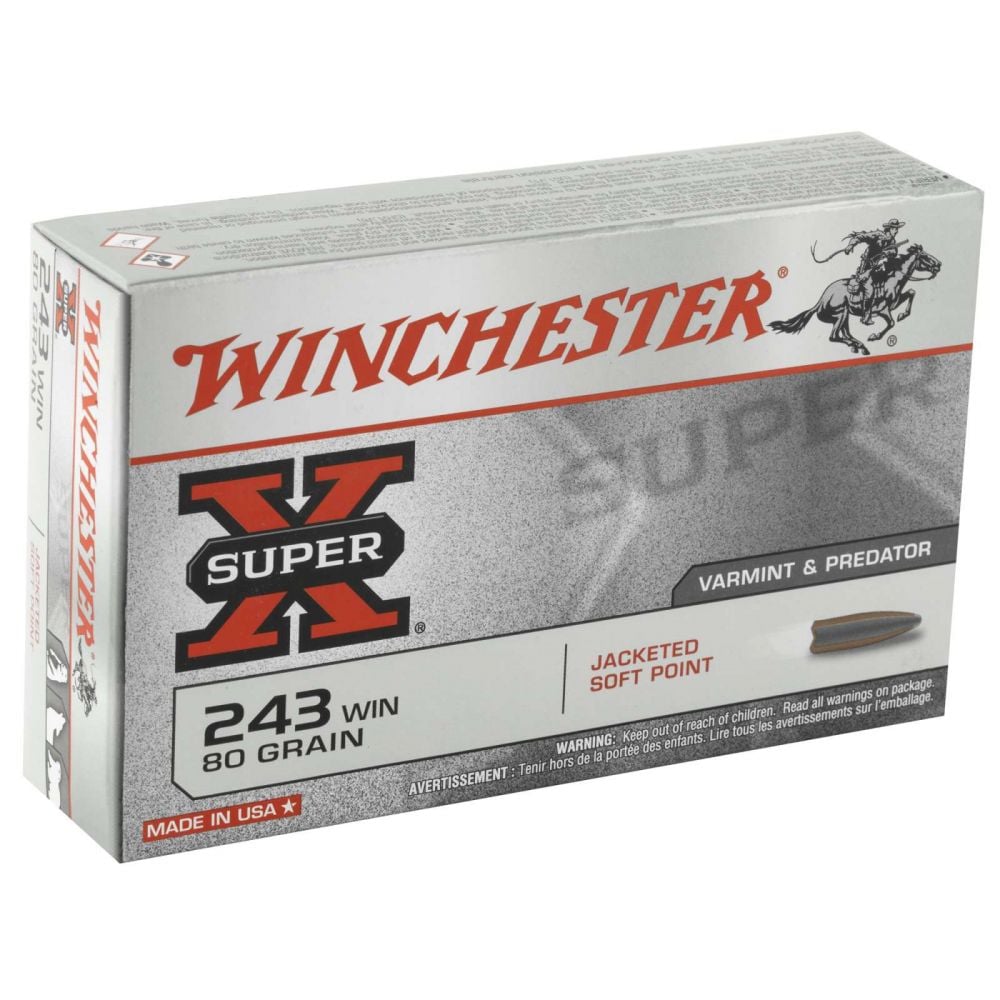 Winchester Super-X 243 Winchester 80gr Jacketed Soft Point 20rd box