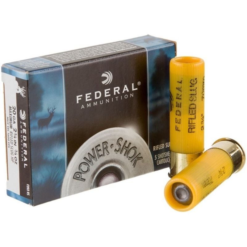 Federal Power-Shok Ammo 20ga 2-3/4 Lead Rifled Slug 5rd box
