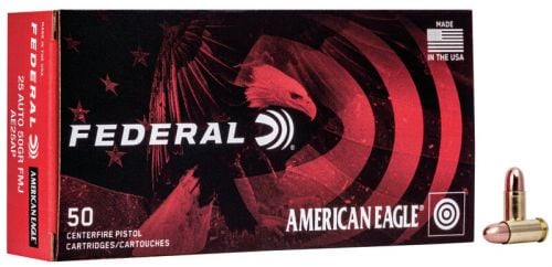 Federal American Eagle Full Metal Jacket 25 ACP Ammo 50 Round Box