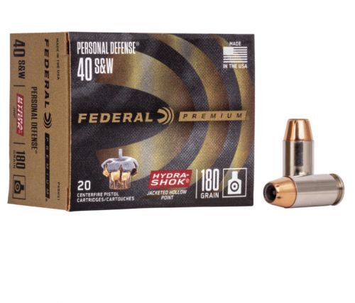 Federal .40 S&W Hydra-Shok 180gr Jacketed Hollow Point  20rd