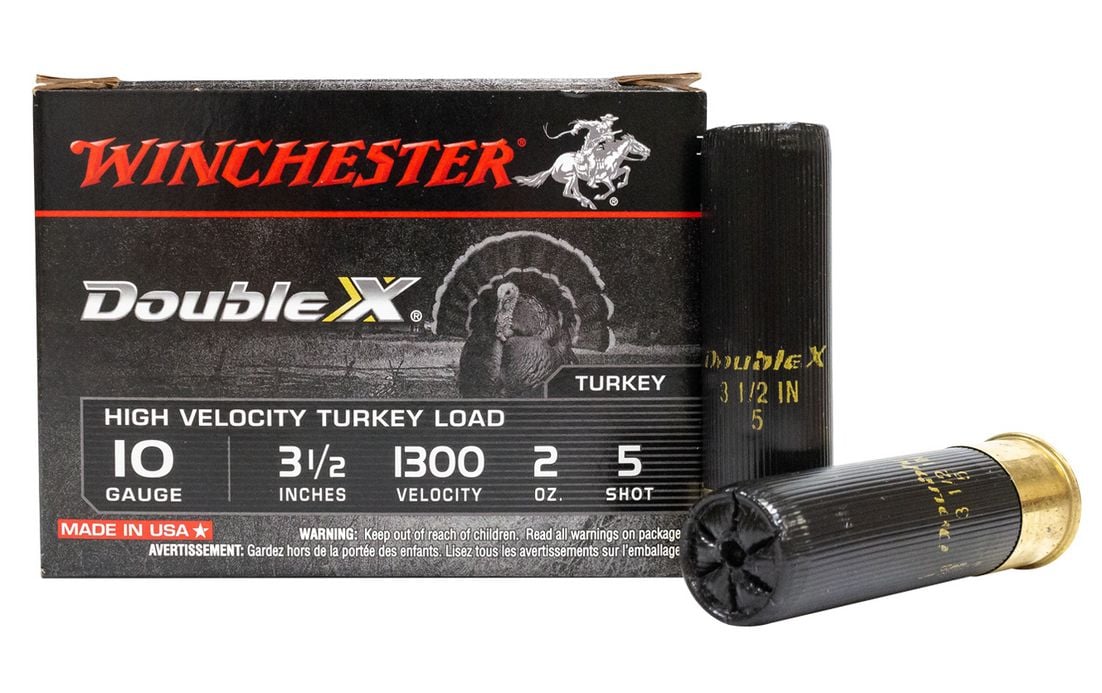 Winchester Double X High Velocity Turkey Lead Shot 10 Gauge Ammo 5 Shot 10 Round Box