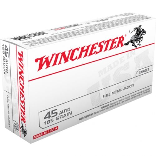 Winchester USA 45 ACP Ammo 185 Grain Full Metal Jacket 50rd box