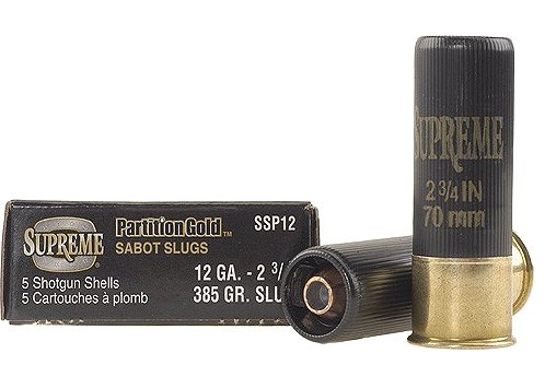 Winchester 12 GA 2 3/4 385 Grains Supreme Partition Gold Sa