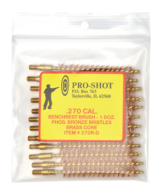 Brass Core-Bronze Bristle Rifle Length Bore Brush .270 Caliber