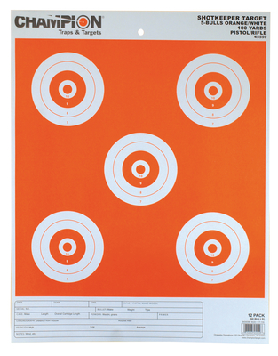 Shotkeeper Targets 5-Bull White/Orange Large 12 Pack