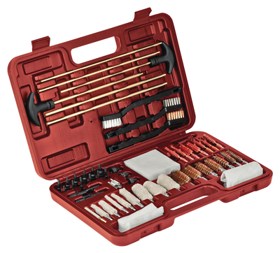62 Piece Universal Cleaning Kit In Hard Plastic Case Red