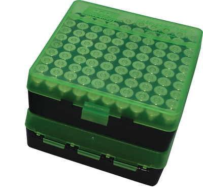 P-100 Fliptop Box .41-.44 Magnum/.45 Auto Clear Green/Black