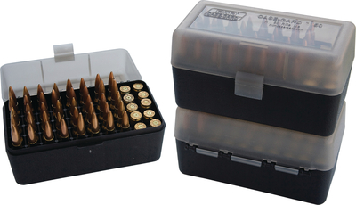 Case-Gard 50 Rifle Ammo Boxes .22-250 to .308 Clear Green/Black