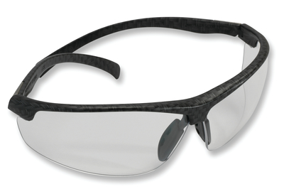 Black Label Arbitrator Tactical Glasses Black/Gray Frame with Carbon Fiber Pattern Clear Lens