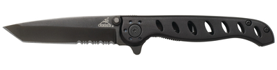 EVO Mid Tactical Folding Knife 3.12 Inch Tanto Serrated Blade Black Clampacked