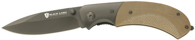 Black Label Checkmate Folding Knife 3.5 Inch Spear Point Blade Coyote Tan G-10 Handle Boxed