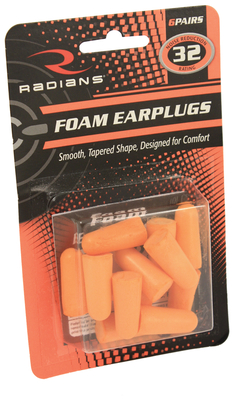 Disposable Foam Earplugs Orange 6 Pair Uncorded Blister-Packed