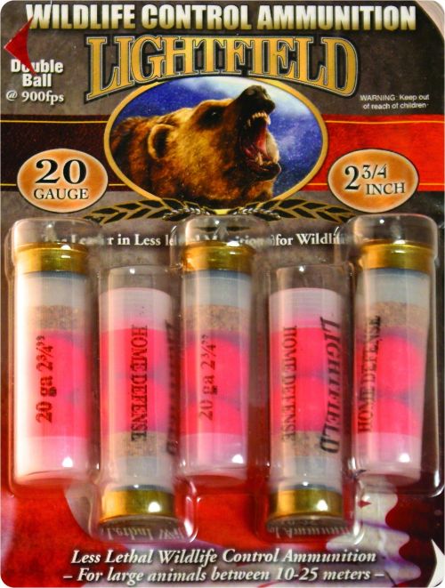 Lightfield Wildlife Control Mid-Range Rubber Ball Buckshot 20 Gauge Ammo 2 3/4 5 Round Box