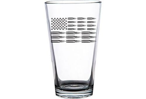 2 Monkey Pint Glass Bullet Flag Logo Glass