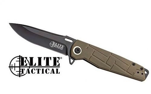 Mastery Cutlery Elite Tactical Readiness 3.5 Drop Point Plain Edge Folding Knife Tan G10 Handle