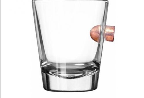 2 Monkey Round Shot Glass With .45 Bullet