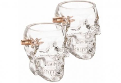2 Monkey Skull Whiskey Glass With A .308 Bullet 2-Pack