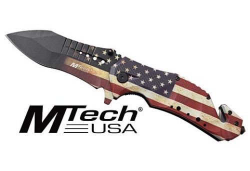 Mc Mtech 3.75 Drop Point Folder W/Cutter Us Flag/ss