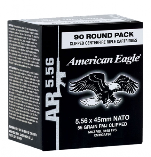 FEDERAL XM193 556NATO 55GR FMJ 90 rounds on stripper clips