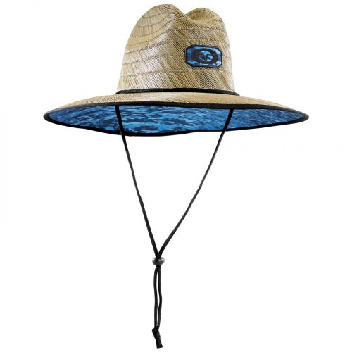 Flying Fisherman Straw Hat Water Camo, Light Weight, Wide Brim W/Water Camo Underbrim, Adjustable Chin Strap