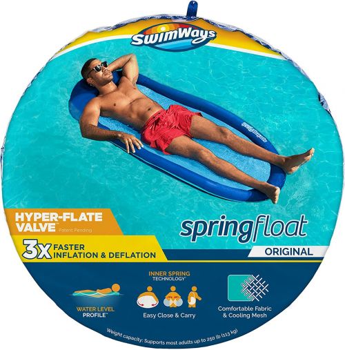 SwimWays Spring Float Inflatable Pool Lounger with Hyper-Flate Valve