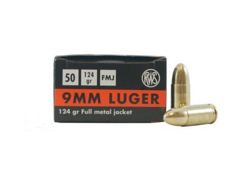 Ruag RWS 9mm 124gr FMJ RN 50/bx (50 rounds per box)