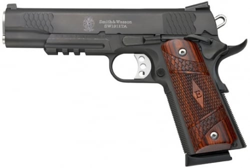 Smith & Wesson 1911 E-Series with Rail 45 ACP 5 8+1 Black Black Stainless Steel Slide Laminate Wood Grip