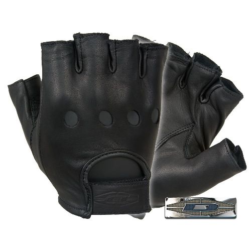 Half-Finger Leather Driving Gloves | Black | Medium