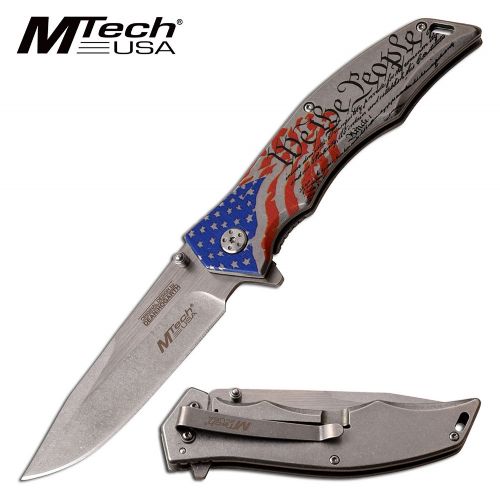 MTech USA Assisted 3.75 in Blade We The People Stainless Steel Handle