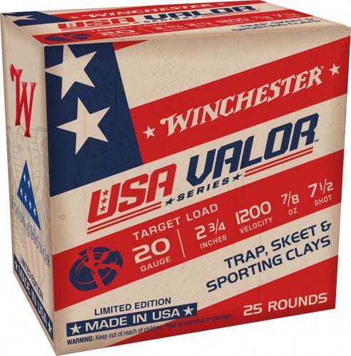 Winchester USA Valor 20Ga Ammo  2.75 7/8oz  #7.5 shot 1200fps  25rd box
