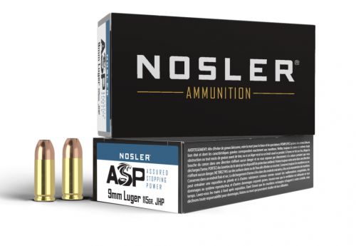 Nosler ASP Handgun Ammunition 9mm 115 gr. HG JHP 50 rd.