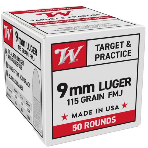 Winchester USA Pistol Ammo 9mm 115 FMJ USA PARA 50 rd.