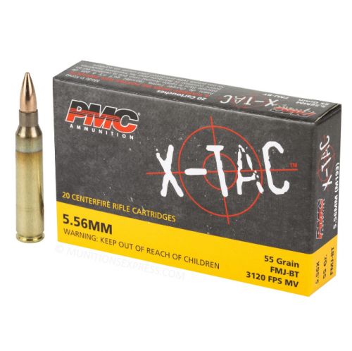 PMC X-TAC Full Metal Jacket Boat Tail 5.56 NATO Ammo 55gr 20 Round Box