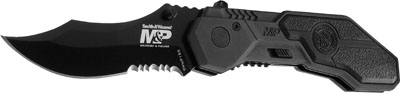 M&P M.A.G.I.C. Assist Black w/40% Serrated Scooped Back Drop Point