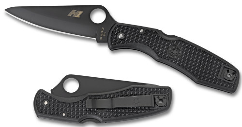 Spyderco C91PBBK Pacific Salt 3.78 Folding Clip Point Plain H1 Steel Blade Black Bi-Directional Texturing FRN Handle Includes P