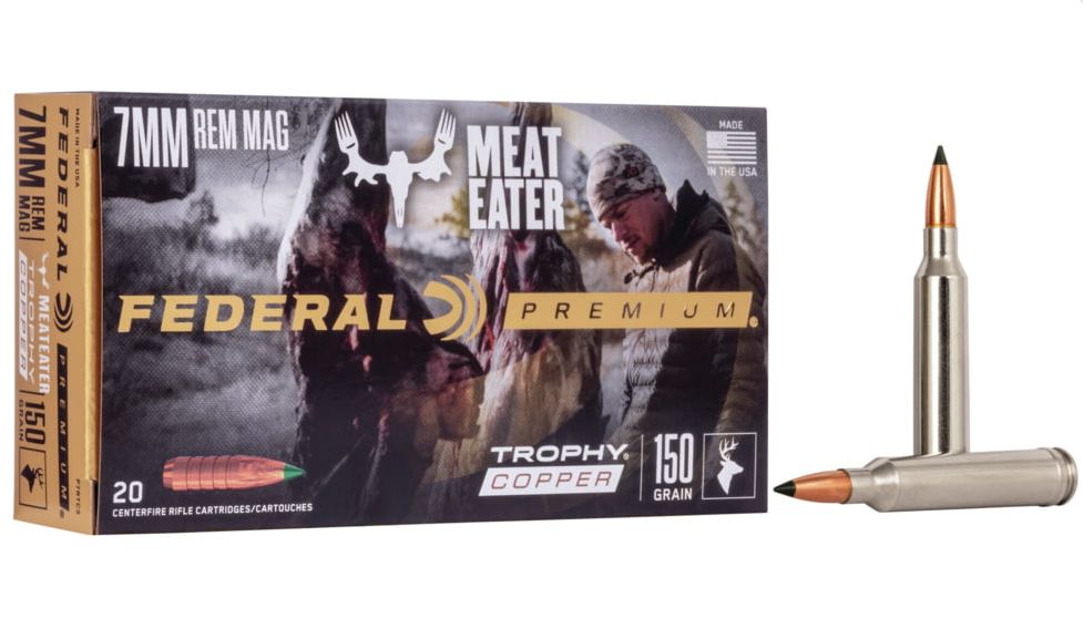 Federal Trophy Copper Rifle Ammunition 7mm Rem Mag 150gr HP 3025 fps 20/ct