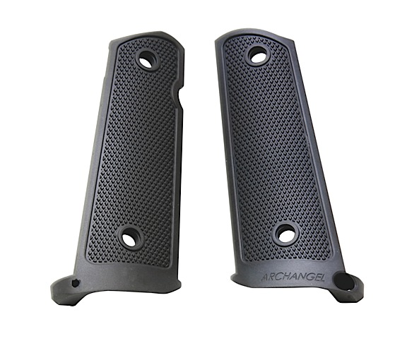 Archangel AA108 Grip Panels Black Anodized Aluminum with Mag Well Funnel for 1911 Government